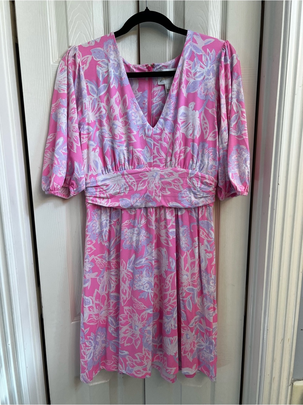 Lilly Pulitzer Pink and Lavender Floral V-Neck Dress